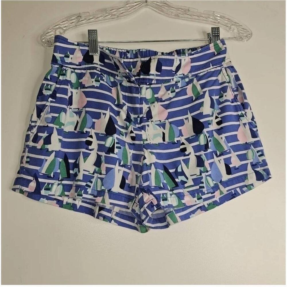 Vineyard Vines Blue Harbor Scene Elastic Waist Womens Shorts Size 0